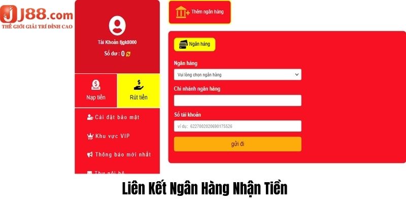 Hội viên thêm ngân hàng nhận tại trang game